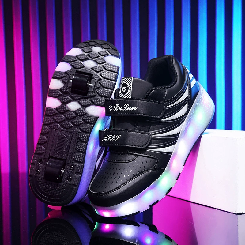 Factory Wholesale Children's Light-Up Roller Skates, 2-in-1 Walking and Skating Shoes