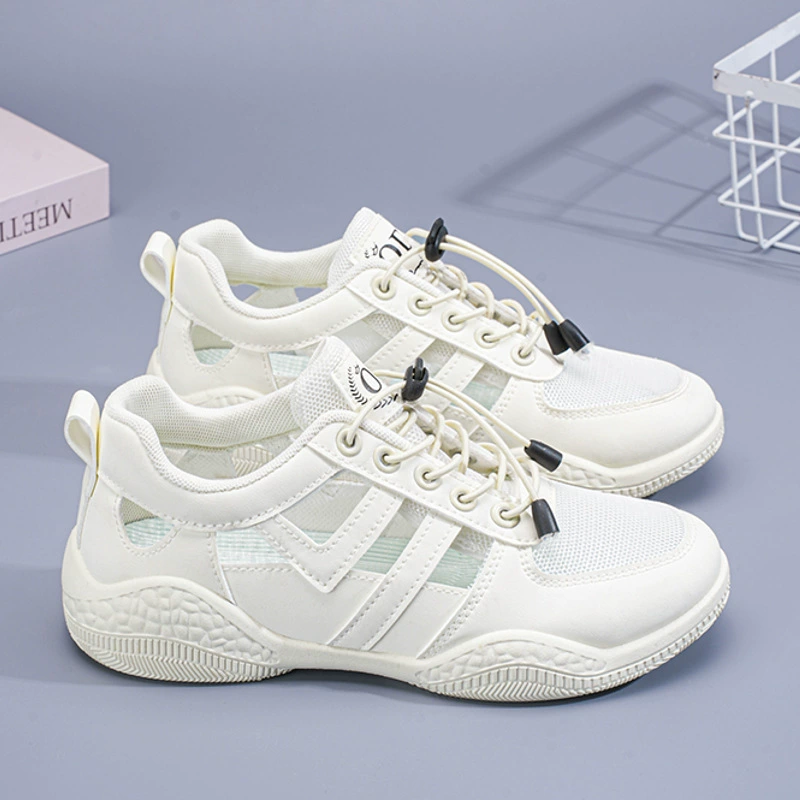 Sandalias de Verano 2025 para Mujer Transpirables de Malla Hueca Coreana Blancas Casual