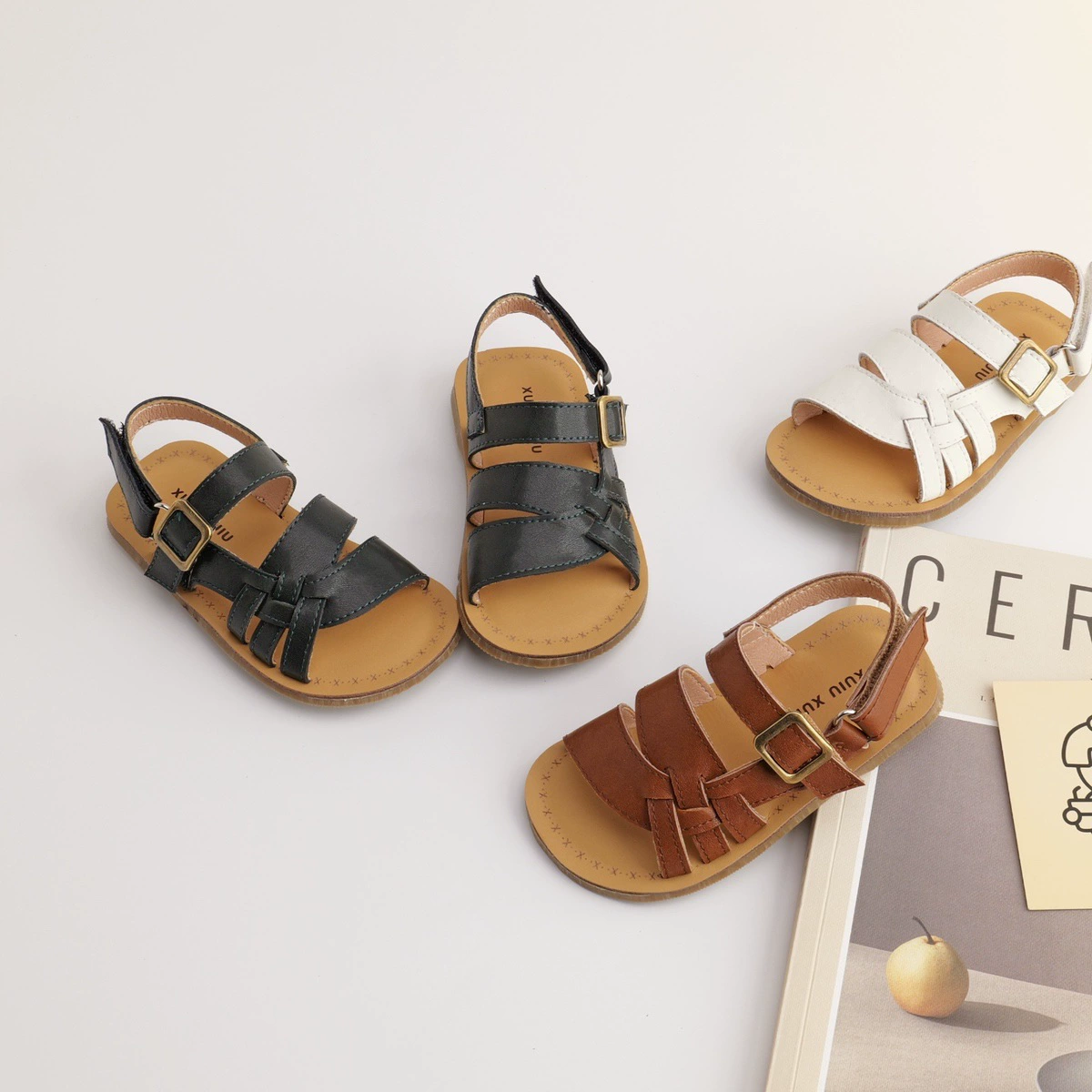 XSHX French-style princess girls' hollow-out retro summer breathable sandals