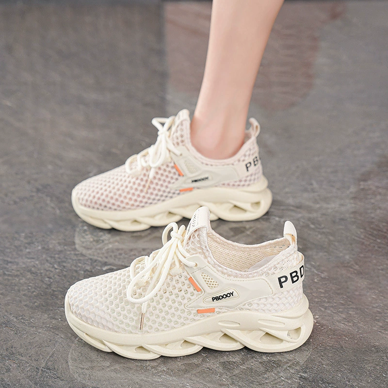 Zapatillas de Verano para Mujer Transpirables de Malla Hueca Suela Gruesa Coreana Flyknit Casual Running
