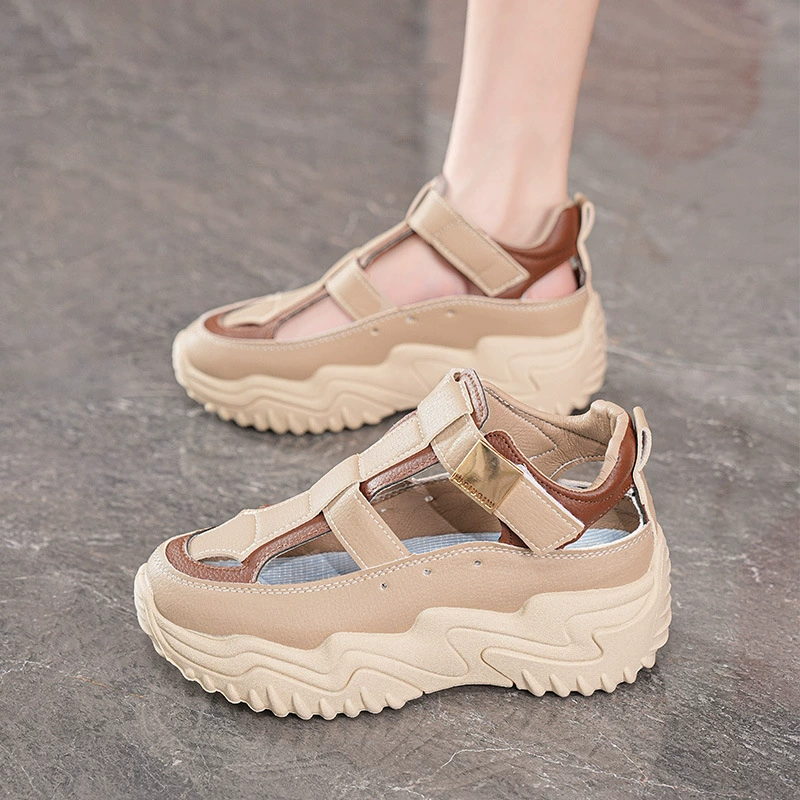 Sandalias de Verano para Mujer Transpirables Huecas Suela Gruesa Coreana de Plataforma Casual Dad