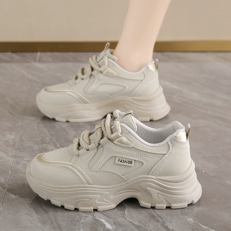Zapatillas Blancas Transpirables de Verano 2025 para Mujer Suela Gruesa Coreana Casual Running Dad