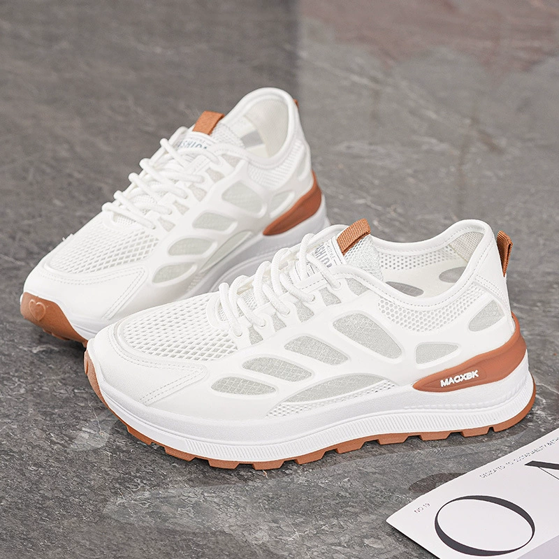 Zapatillas de Verano para Mujer Transpirables de Malla Blancas Suela Gruesa Coreana Casual Running