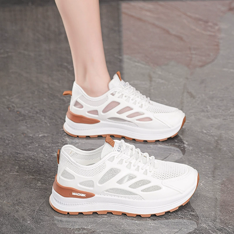 Zapatillas de Verano para Mujer Transpirables de Malla Blancas Suela Gruesa Coreana Casual Dad