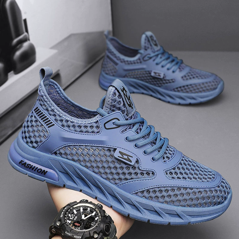 Zapatos casuales de malla hueca transpirable para hombre, invierno 2026, zapatillas running resistentes al desgaste con suela suave