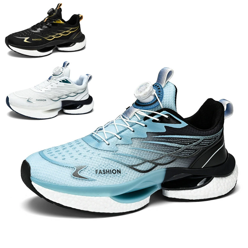 Nouvelles chaussures de running été 2025 pour hommes avec lacets torsadés, baskets à semelle épaisse amorti