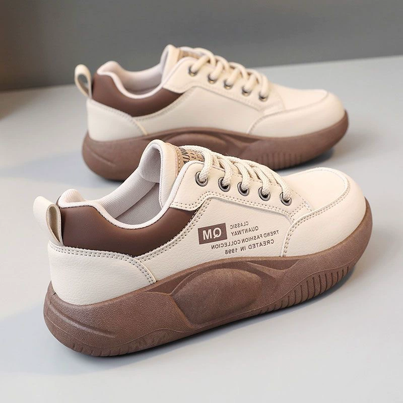 Zapatillas Blancas de Otoño 2025 Nuevas Coreanas Ins Estudiante Suela Gruesa de Plataforma Casual Dad