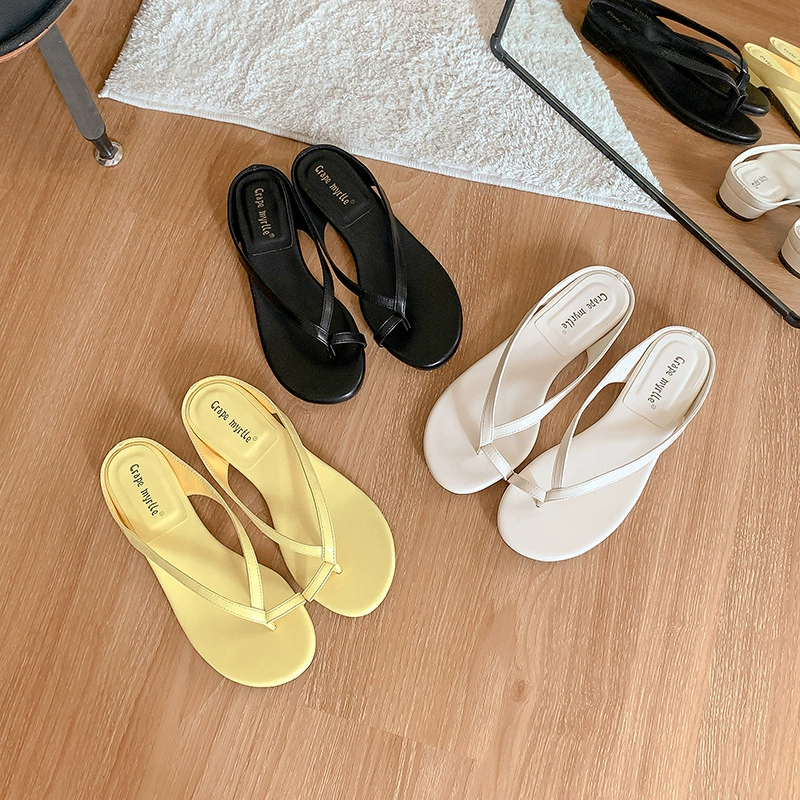 Women's Summer Minimalist Thin Strap Pointed Toe Block Heel Slide Sandals