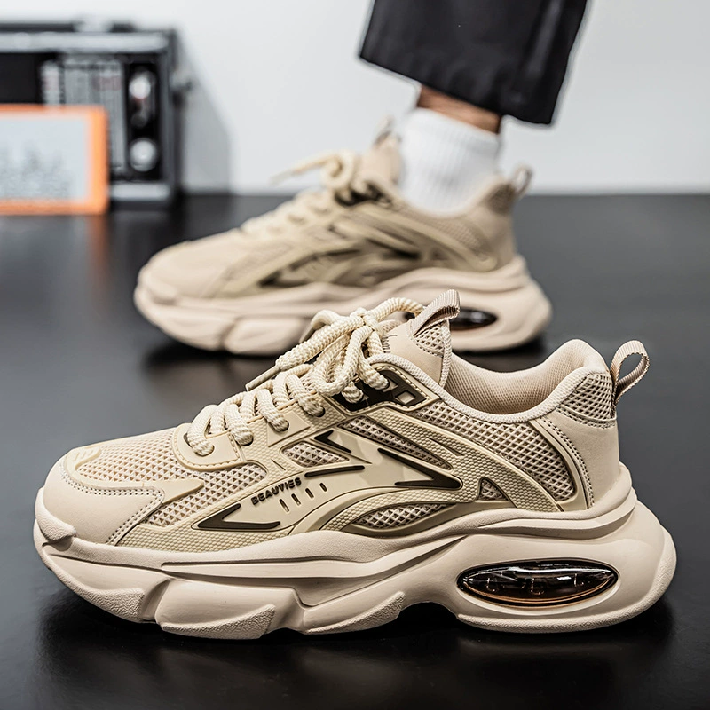 2026 Spring New Men's Breathable Mesh Youth Sports Shoes Casual Thick Sole Dad Trendy Sneakers