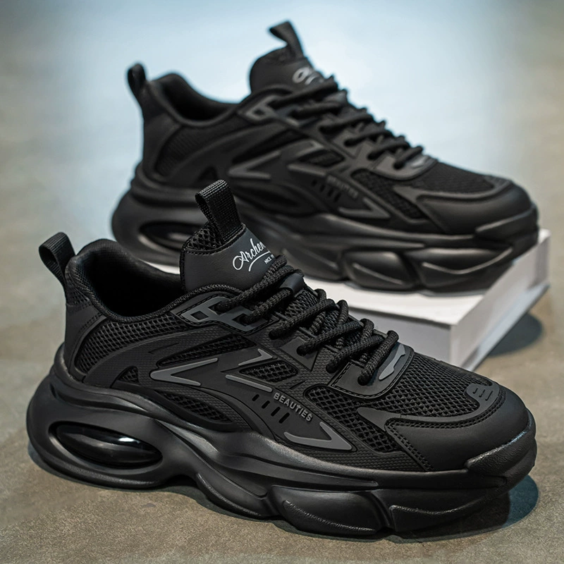 2026 Spring Men's Breathable Mesh Casual Sports Shoes Middle School Student Thick Sole Dad Shoes