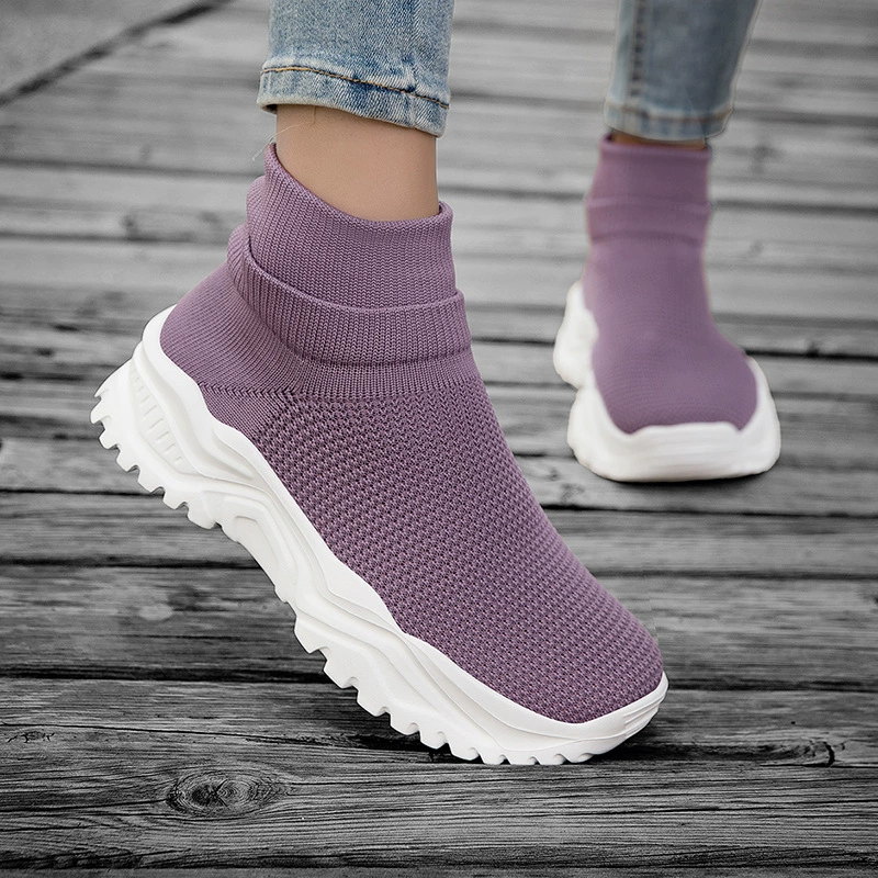 Nouvelles chaussettes chaussures 2025 pour femmes, montantes élastiques décontractées, unisexe tricot, style homme