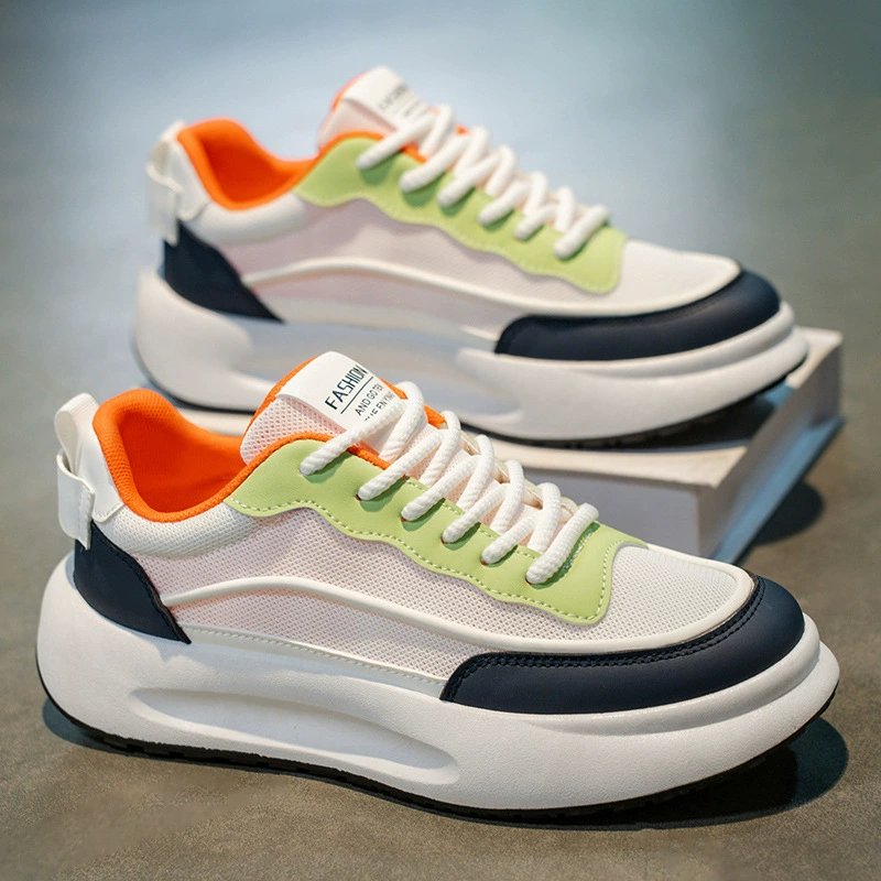 Zapatillas Casuales de Caña Baja para Hombre 2026 Malla Transpirable Blancas Suela Gruesa de Aumento de Altura