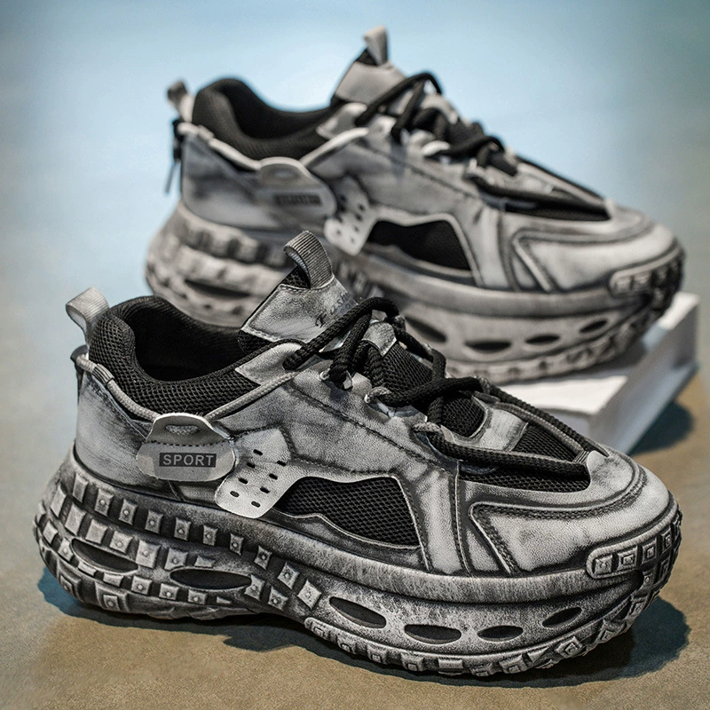 Zapatos Deportivos Juveniles para Hombre Invierno Transpirables de Malla Tendenciosos Suela de Neumático Gruesa Zapatos de Papá