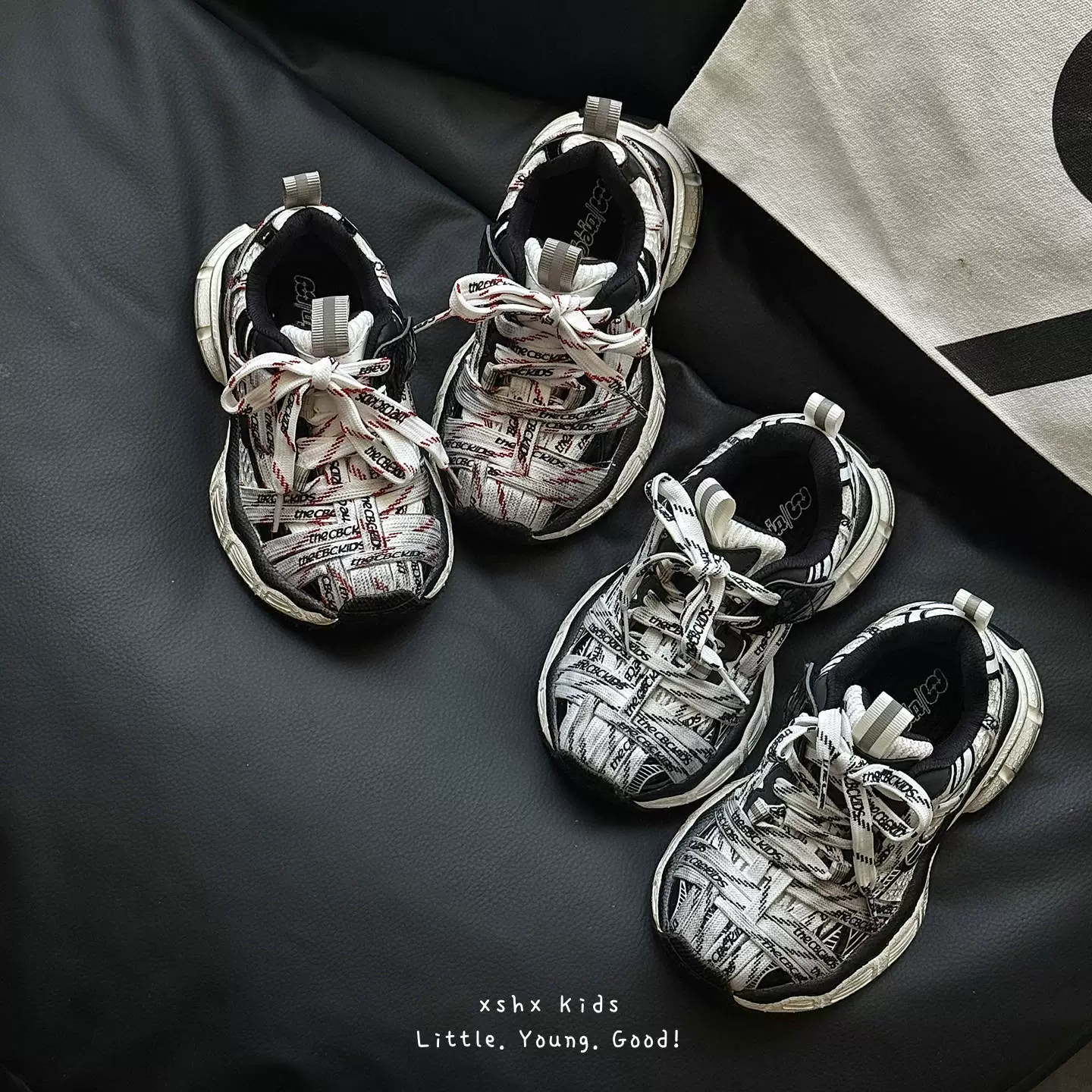 XSHX spider Paris heavy dad shoes children's lightweight sport cushioning hook-and-loop design autumn winter breathable