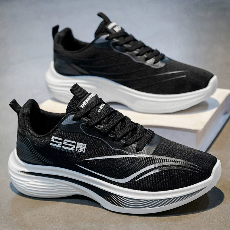 Spring Youth Men's Mesh Breathable Flyknit Sports Shoes Soft Sole Trendy Ultra-thin Non-slip Shoes