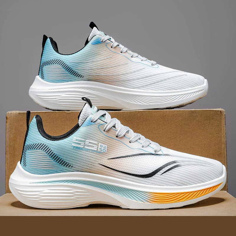 Summer New Men's Ice Silk Mesh Breathable Running Sports Shoes Lightweight Thick Sole Casual Sneakers