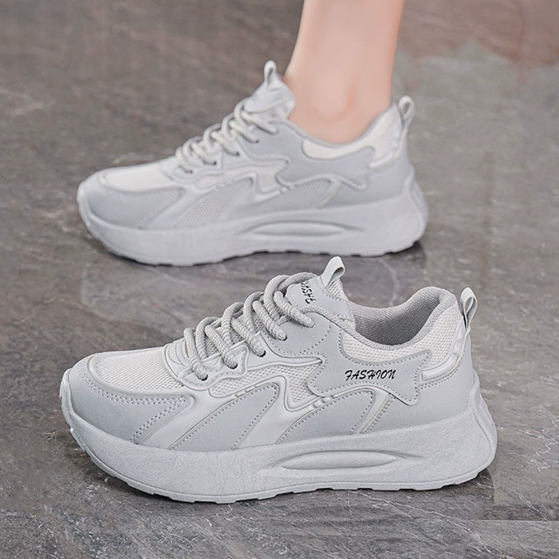 Zapatillas de Otoño para Mujer Transpirables de Malla Suela Gruesa Coreana Suave Malla Casual Dad