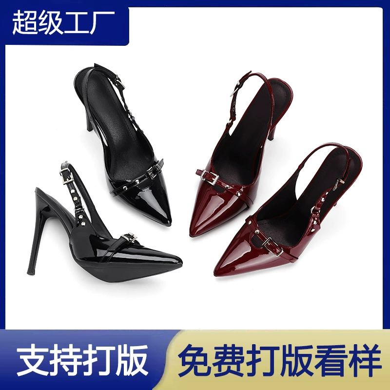 2025 New Pointed Toe Stiletto Heel Sandals Women Fashion Thin Heel Open Toe Shoes