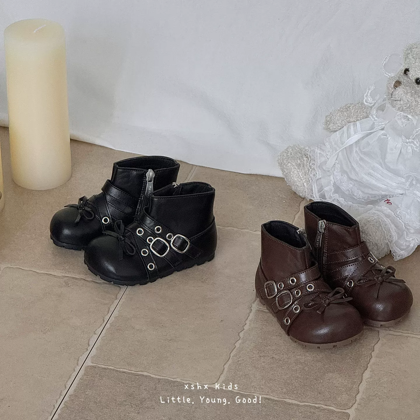 XSHX Muse Punk Girls Ballet Boots Autumn Winter Retro Sweet Cool Side Zipper Skin-Friendly