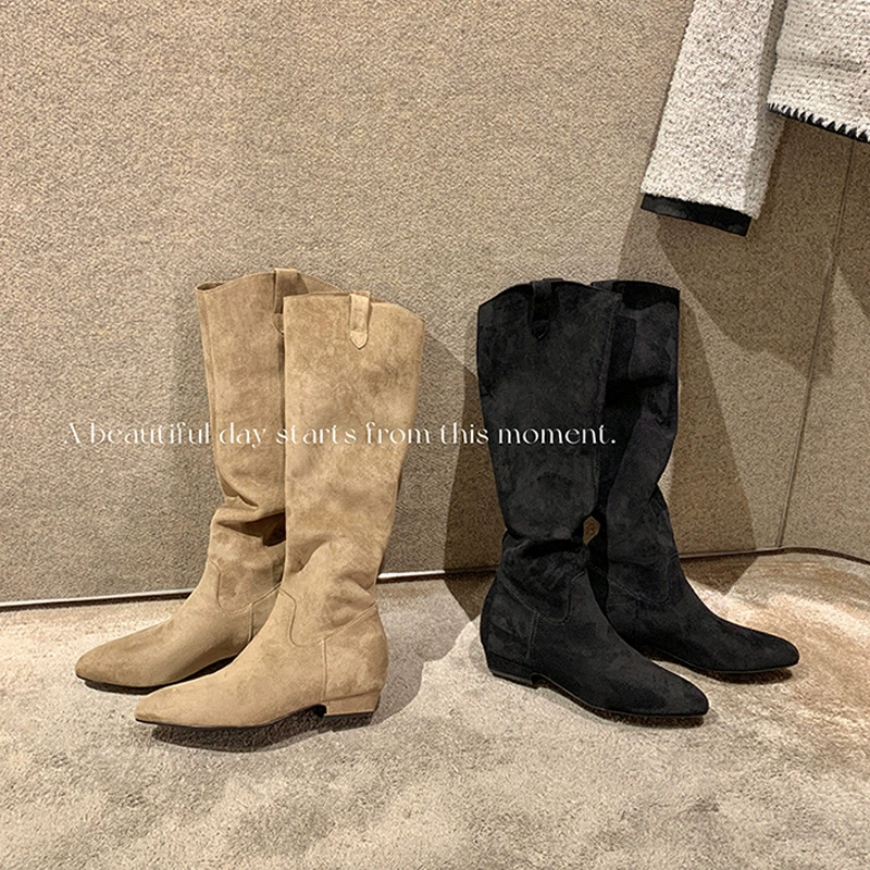 新款秋冬新款涩谷靴~V口尖头绒面粗跟高筒骑士靴女西部堆堆瘦瘦靴
50+人
200+人已
