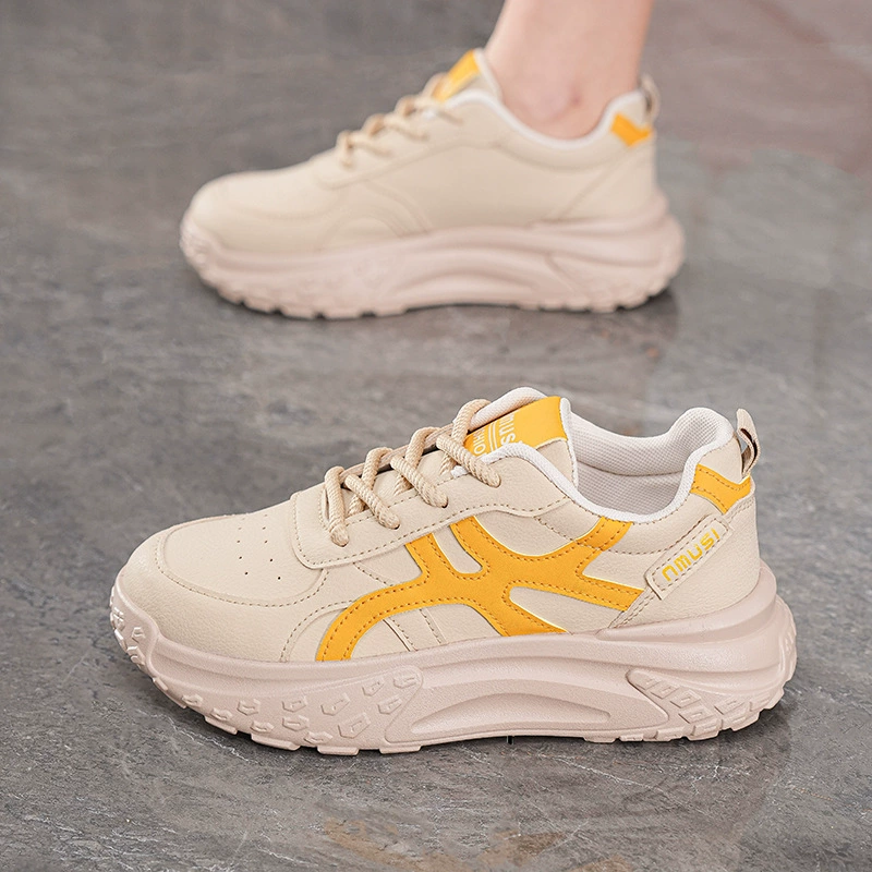 Zapatillas Blancas de Otoño para Mujer Transpirables Suela Gruesa Coreana de Plataforma Casual Dad