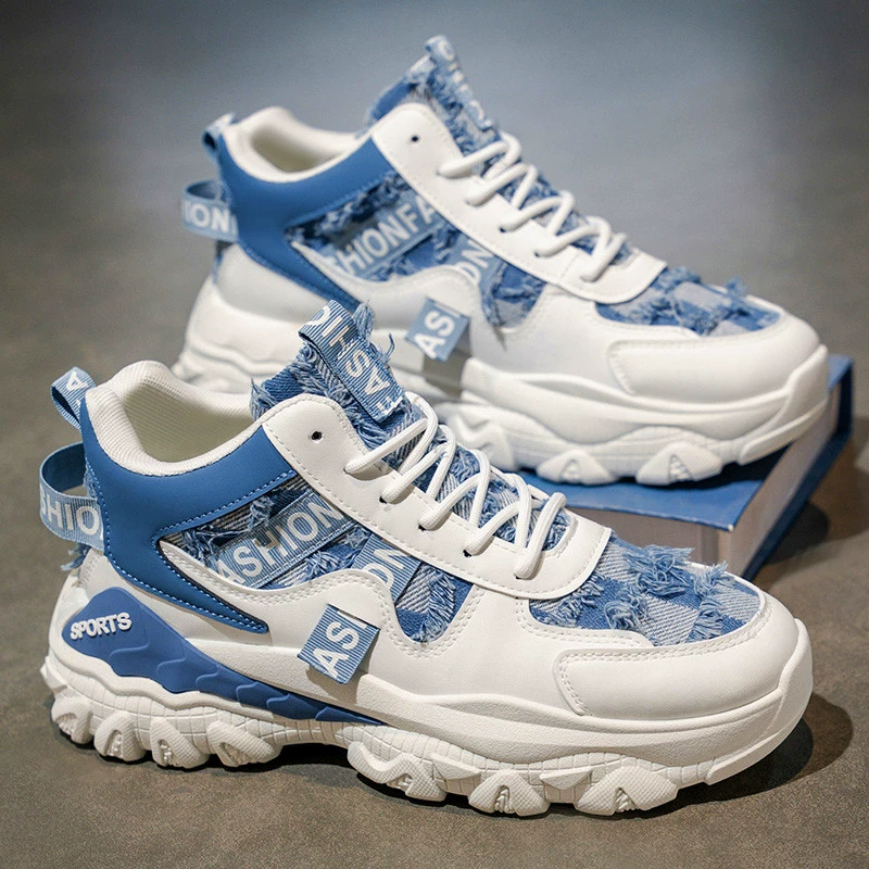 Tênis Esportivos Masculino Inverno Outdoor Durável Sola Grossa Cano Alto Teenager Casual Dad Shoes