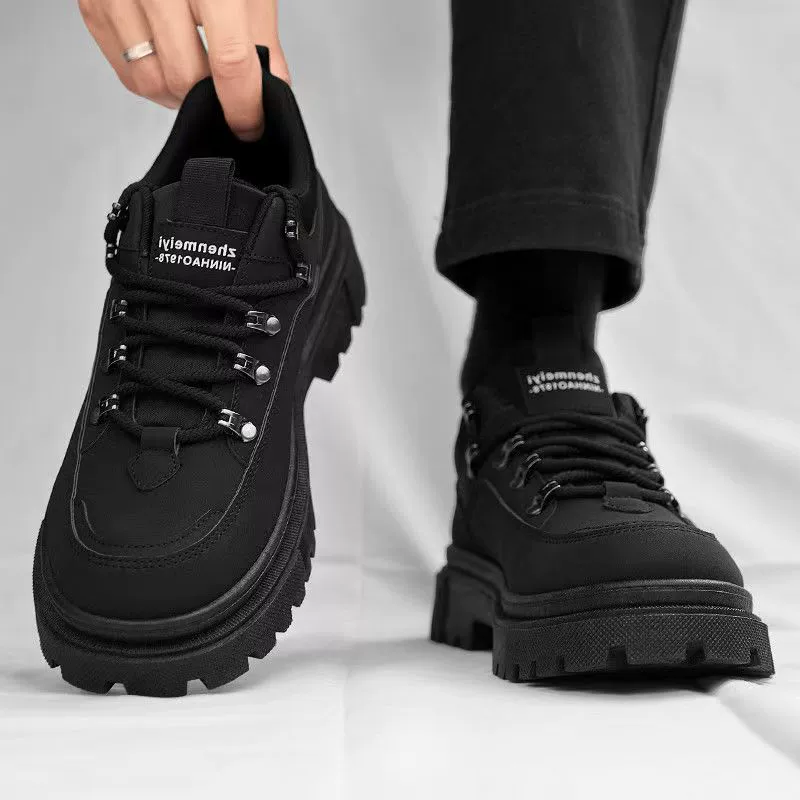 Men's Spring 2026 New Outdoor Work Martin Shoes Black British Style Casual Labor Shoes