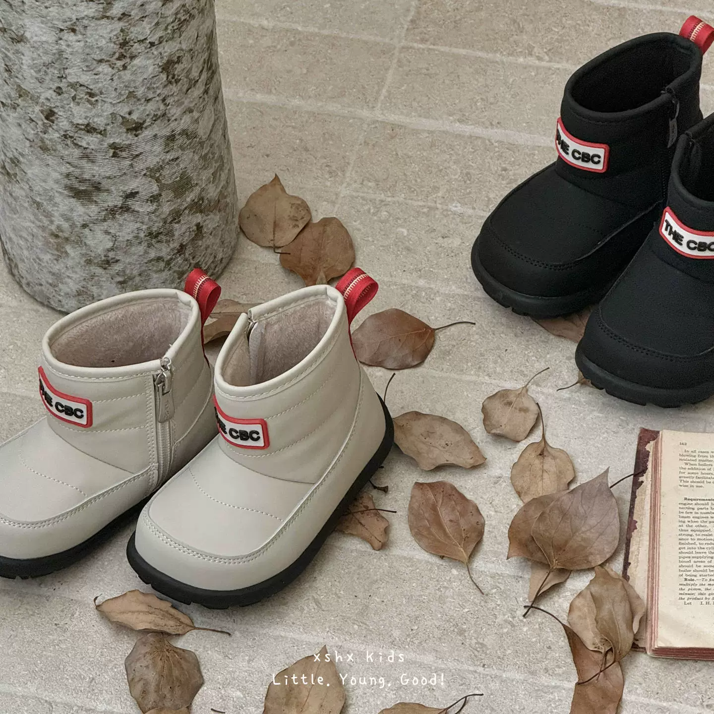 XSHX Animal Crossing Association Boys Girls Autumn Winter Fleece Warm Side Zipper Retro British Outdoor Rubber Sole