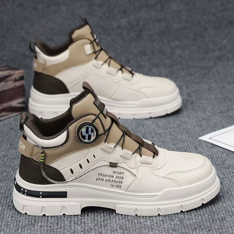 Men's Winter Martin Boots High Top Vintage Casual Leather Shoes Mid Top Waterproof Anti-Slip Work Boots