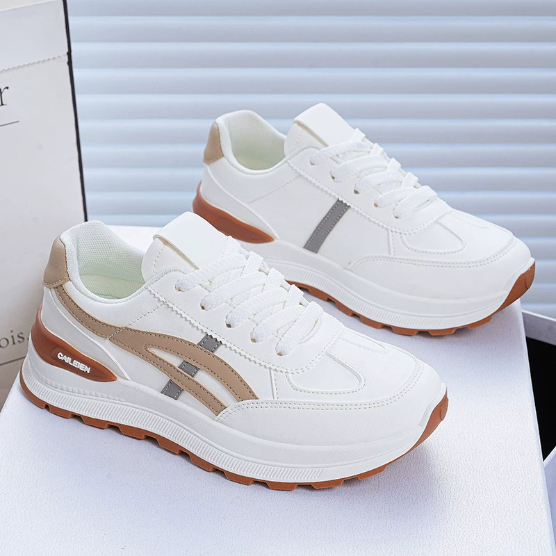 Fall Women's Breathable White Shoes Korean Thick Sole Height Increase Sports Casual Dad Shoes