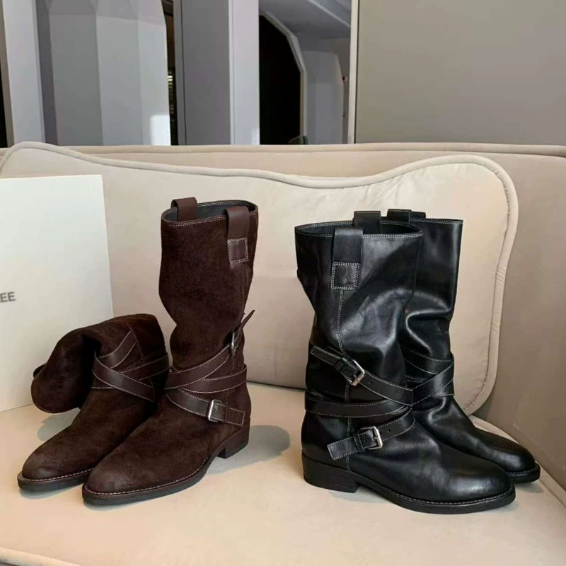 新款秋冬新款增高4cm~圆尖头显瘦皮带扣中筒骑士靴女
20+人
200+人已
