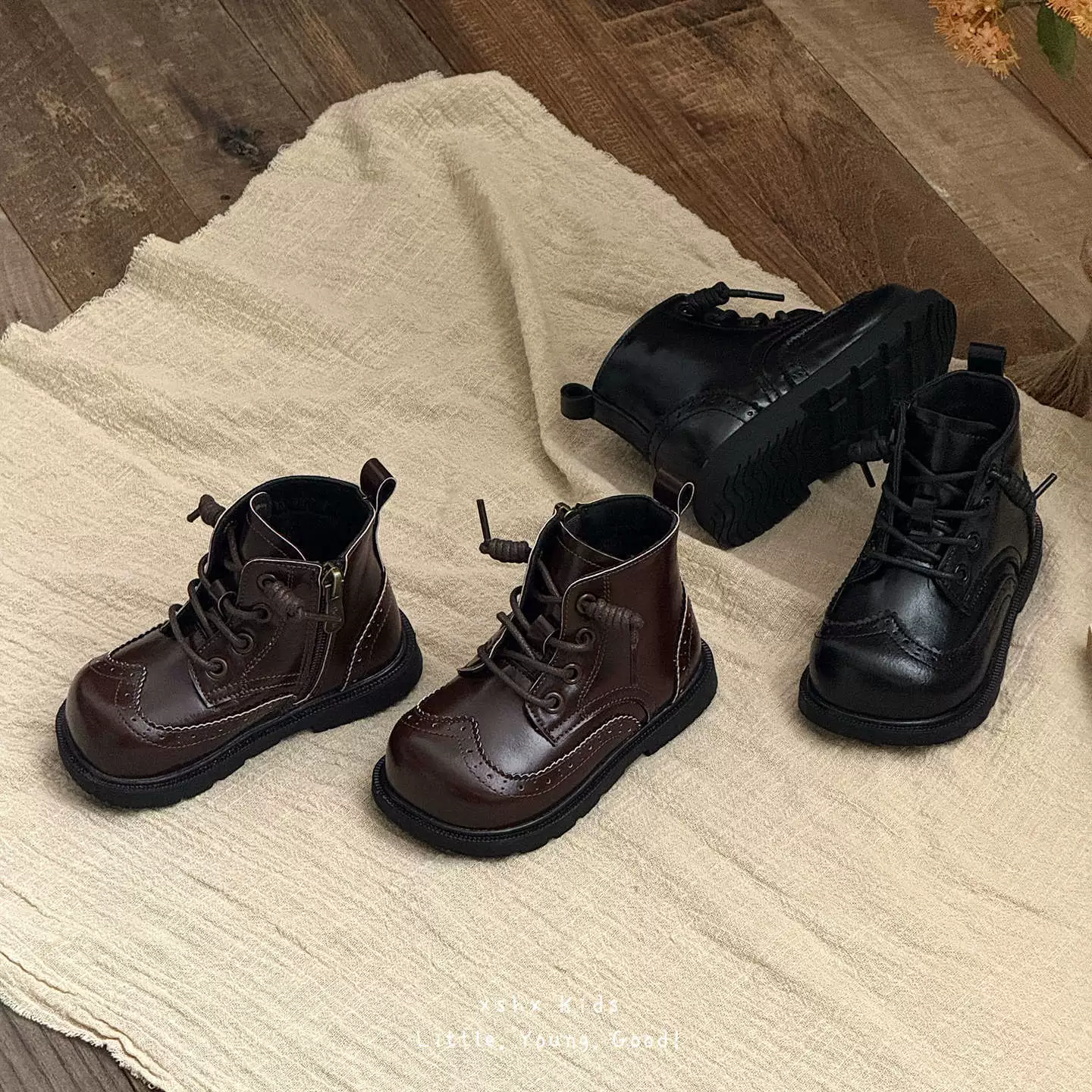 XSHX英伦马丁｜男女童学院典礼正装皮靴秋冬加绒保暖侧拉链橡胶底
600+人已